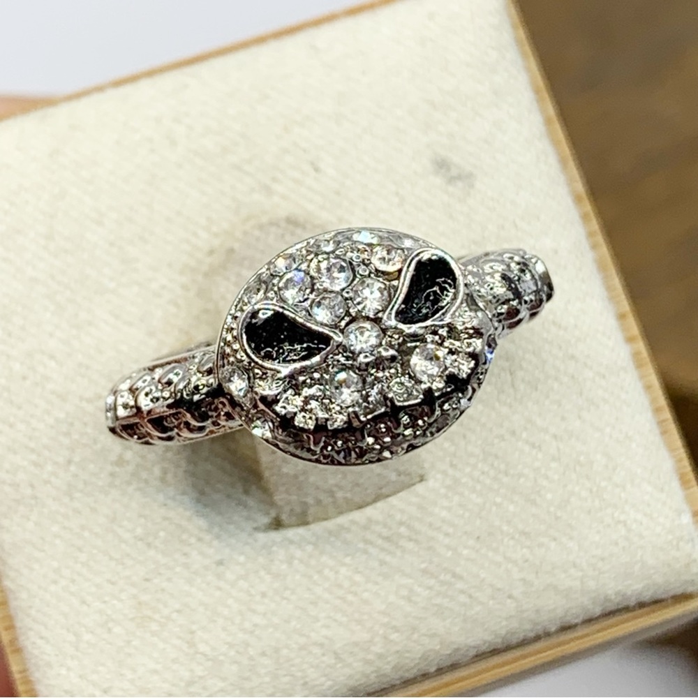 Jack Skellington pave crystal and enamel Nightmare Before Christmas ring sz 6.5
